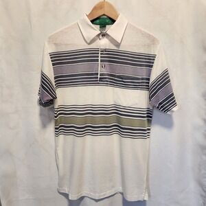 Vintage Grand Slam Polo Men's Med‎ 1/4 Button Short Sleeve Striped Golf 1980-90s